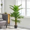 XINGHANZHENXUAN Artificial Palm Tree, Pre-Potted Faux Tropical Plant with Feathered Fronds for Indoor & Covered Outdoor Spaces - 3 of 4