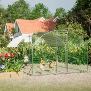 LAOTIES Large Metal Chicken Coop,Walk-in Outdoor Poultry Run With Waterproof Cover And Lockable Door,Chicken Cage - 1 of 4