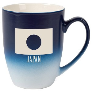 Elanze Designs Japan Japanese Flag 12 Ounce Ceramic Laser-Etched Engraved Drinkware Mug, Blue and White Ombre - 1 of 4