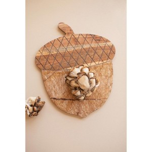 Acorn-Shaped Acacia Wood and Marble Serving Board – 14.5" Tall by Kalalou - 1 of 4
