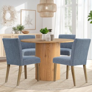5-Piece Round Dining Table Set with 4 Upholstered Chairs, Modern Wood Pedestal Table Set for Kitchen, Breakfast Nook or Dining Room-Maison Boucle - 1 of 4