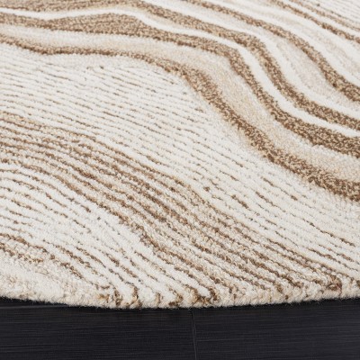 Ivory Elegance 4' Tufted Round Wool & Silk Area Rug