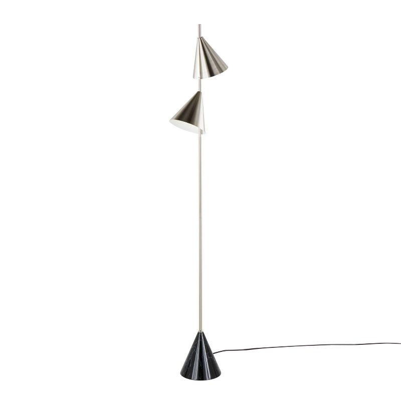 LumiSource Cone 65&#34; Contemporary Metal Floor Lamp in Plated Nickel with A Black Faux Marble Metal Base, 2 of 11