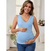 INSPIRE CHIC Women's 2 Pcs Crossover Ruched Maternity Sleeveless Basic Shirt Tank Nursing Tops - 2 of 4