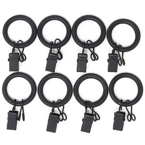 Urbanest 1-inch Metal Curtain Rings with Clips, Eyelets and Nylon Inserts Quiet Smooth (Set of 8), Fits up to 3/4 Inch Rod - 1 of 1