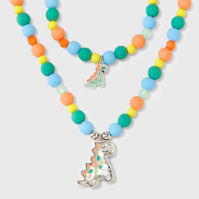 Image of Toddler Girls' Dino Bracelet and Necklace Set - Cat & Jack™ Orange