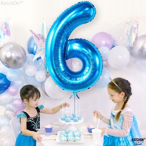 KatchOn, Giant Blue Number 6 Balloon - 40 Inch | 6th Birthday Balloon for 6th Birthday Decorations - 1 of 4