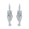 Guili Panther Eyes Sterling Silver White Gold Plated with Emerald Eyes Cubic Zirconia Panther Dangle Earrings for a Bold Fierce Appeal - 2 of 3