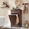 SinCiDo Tilt Out Laundry Hamper, Farmhouse Bathroom Storage Cabinet, w/ Drawers & Hidden 10 Gallon Trash Can Cabinet or Laundry Cabinet - 2 of 4