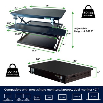 Tall Adjustable Black Steel Standing Desk Converter