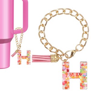 Unique Bargains Epoxy Resin Colorful Glittery Tassel Sports Water Bottle Accessories Letter Charm 1 Pc - 1 of 4