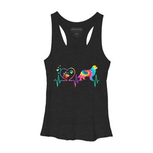 Women's Design By Humans Newfoundland Tie Dye Heart Beat Paw Prints By MiuMiuShop Racerback Tank Top - 1 of 2