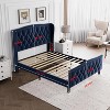 homfan Bed Frame , 4 Under Drawers and Wingback Headboard, Diamond Tufted Upholstered - 2 of 2