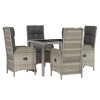 vidaXL Outdoor Patio Dining Set - 5 Piece Poly Rattan Garden Furniture with Reclining Chairs, Cushions, and Acacia Wood Table - 3 of 4