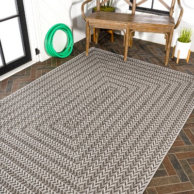 Modern Chevron Geometric 5x8 Black and Light Gray Synthetic Area Rug