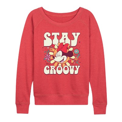 Women's - Disney - Mickey & Friends Lightweight French Terry Wide Neck Long Sleeve Shirt
