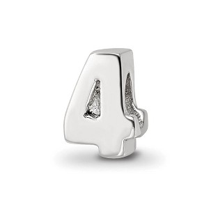 Black Bow Jewelry Sterling Silver Block Style, Number 4 Bead Charm - 1 of 4