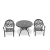 ACEPANO 3-Pieces Aluminum Patio Dining Coffee Table Set With Umbrella Hole, Brown Cushions-Black - 4 of 4