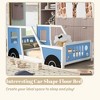 QingMoon Car-Shaped Twin Size Bed Frame, Wood Floor Platform Bed with Headboard, Footboard and Guardrail, Kids Race Car Bed for Boys & Girls - 2 of 4
