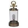 Alpine Corporation 15" Battery Small Vintage Metal and Glass Warm LED Indoor Outdoor Decorative Lantern Off-White: Elegant Antique Brass Finish - 2 of 3