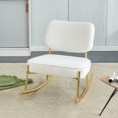 FONTOI Ushioned Chair with Backrest and Metal Legs, Rocking Chair, Side Chair for Living Room, Bedroom