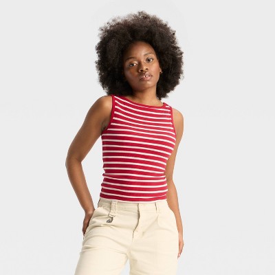 Women's Boat Neck Graphic Tank Top - Wild Fable™
