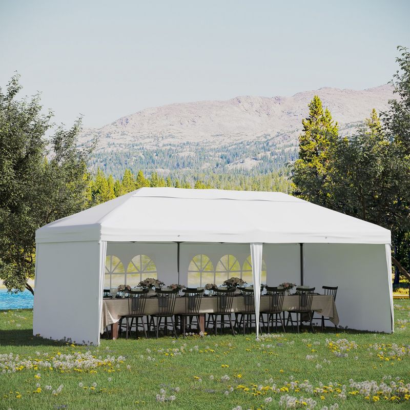 Outsunny 10' x 20' Heavy Duty Pop Up Canopy Party Tent with 4 Removable Sidewalls, Outdoor Cabana Gazebo with Carry Bag, Weather Protection, 4 of 12