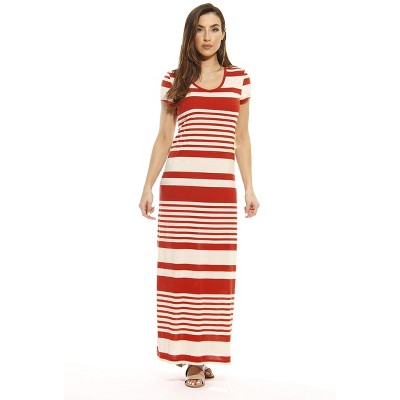 Short Sleeve Stripe Maxi Dress