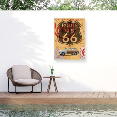 "Route 66 Vintage Postcard" Outdoor Canvas