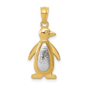 Black Bow Jewelry 14k Yellow Gold and White Gold Penguin Pendant, 11 x 25mm - 1 of 4