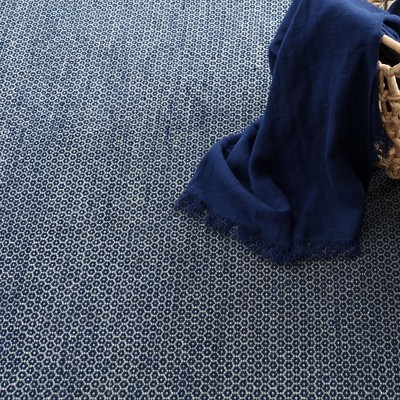 Gray and Indigo Geometric Handwoven Wool Rug 5 x 8