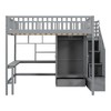 NicBex Full Size Loft Bunk Bed with Desk, Modern Wooden Bed Frame with Shelves, Wardrobe and Storage Stair for Bedroom - 4 of 4