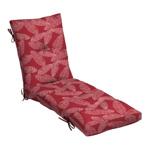 ARDEN Outdoor Plush Modern Tufted Chaise Cushion, 76 x 22, Water Repellent, Fade Resistant, Tufted Cushion for Chaise Lounger 76 x 22, Red Leaf Palm - 1 of 4