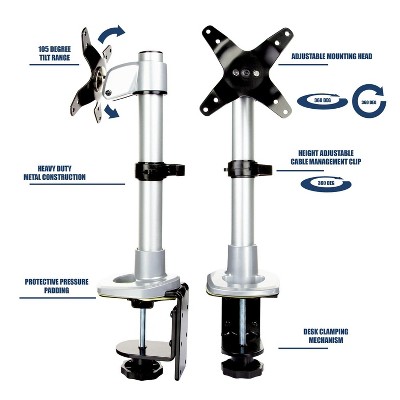 Adjustable Silver Aluminum Single Monitor Desk Mount