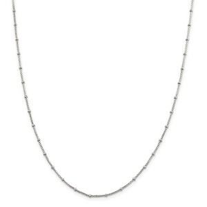 Black Bow Jewelry 1.25mm Sterling Silver, Beaded Box Chain Necklace - 1 of 4