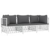 vidaXL Modern 3 Piece Patio Lounge Set - White Steel Frame with Woven Fabric - Modular Design with Comfortable Backrest and Thick Cushions - 3 of 4
