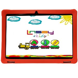LINSAY 10.1"Octa Core 128GB Storage Android 14 Tablet with Yellow Kids Defender Case - 1 of 4