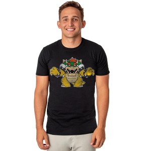 Seven Times Six Super Mario T-Shirt Men's Bowser Pose Short Sleeve Graphic Top Black - 1 of 4