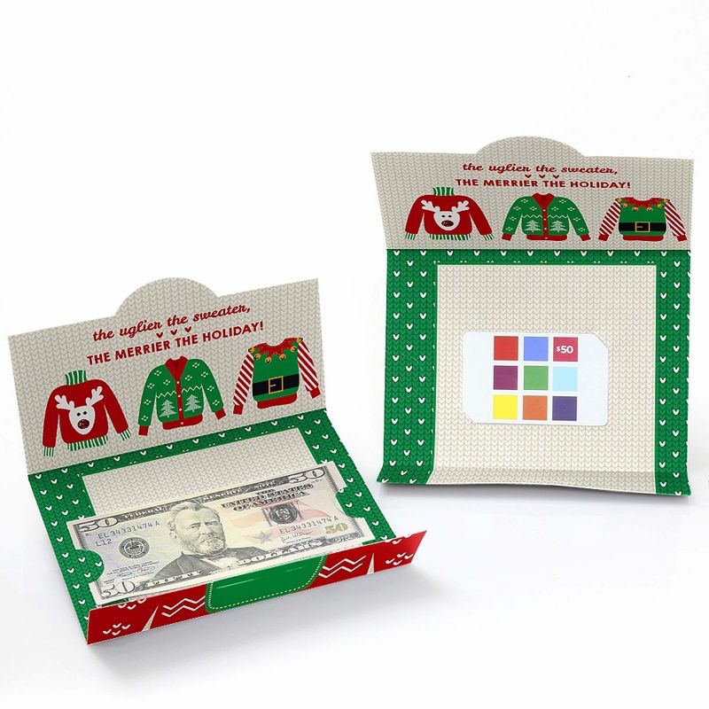 Big Dot of Happiness Ugly Sweater - Holiday and Christmas Money and Gift Card Holders - Set of 8, 2 of 5