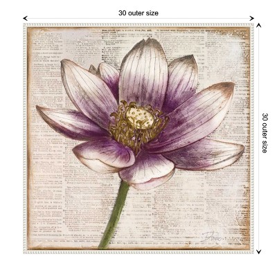 Patricia Pinto Framed Lotus Flower Canvas Art with Beaded Perimeter