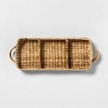 3 Compartment Woven Tank Tray with Leather Handles Beige - Hearth & Hand™ with Magnolia