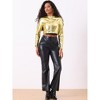 Allegra K Women's Stand Collar Metallic Zipper Cropped Party Club Long Sleeve Jackets - 4 of 4