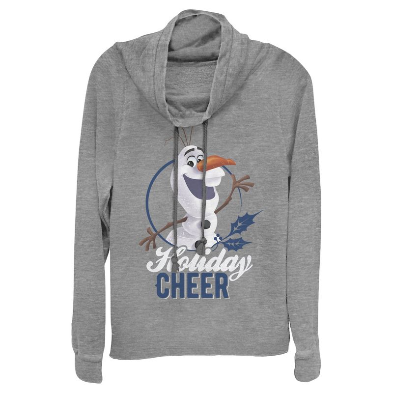 Juniors Womens Frozen Olaf Holiday Cheer Cowl Neck Sweatshirt, 1 of 4