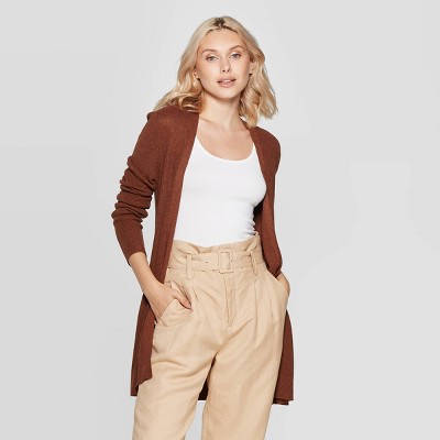 Women's Open Layer Cardigan - A New Day™ Brown S