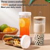 Itopfox Mason Jar with Lid and Straw, 24 oz Iced Coffee Cup with Bamboo Lid, Reusable Glass Tumbler for Boba, Smoothie, Wide Mouth Cups with Straws - 2 of 4