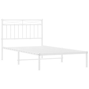 vidaXL Metal Bed Frame without Mattress with Headboard White Twin - 1 of 4
