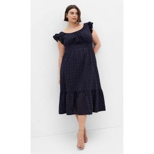 Women's Plus Size Sweet Broderie Midi Dress - navy | CITY CHIC - 1 of 4