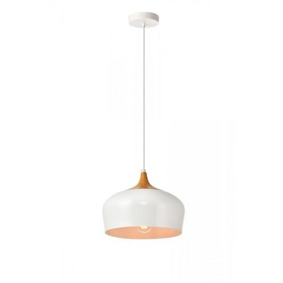 Elegant Lighting Nora Collection Pendant D11.5in H9in Lt:1 frosted white and natural wood finish