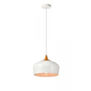 Elegant Lighting Nora Collection Pendant D11.5in H9in Lt:1 frosted white and natural wood finish - 1 of 4