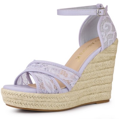 Allegra K Women's Ankle Strap Espadrille Wedge Heel Sandals